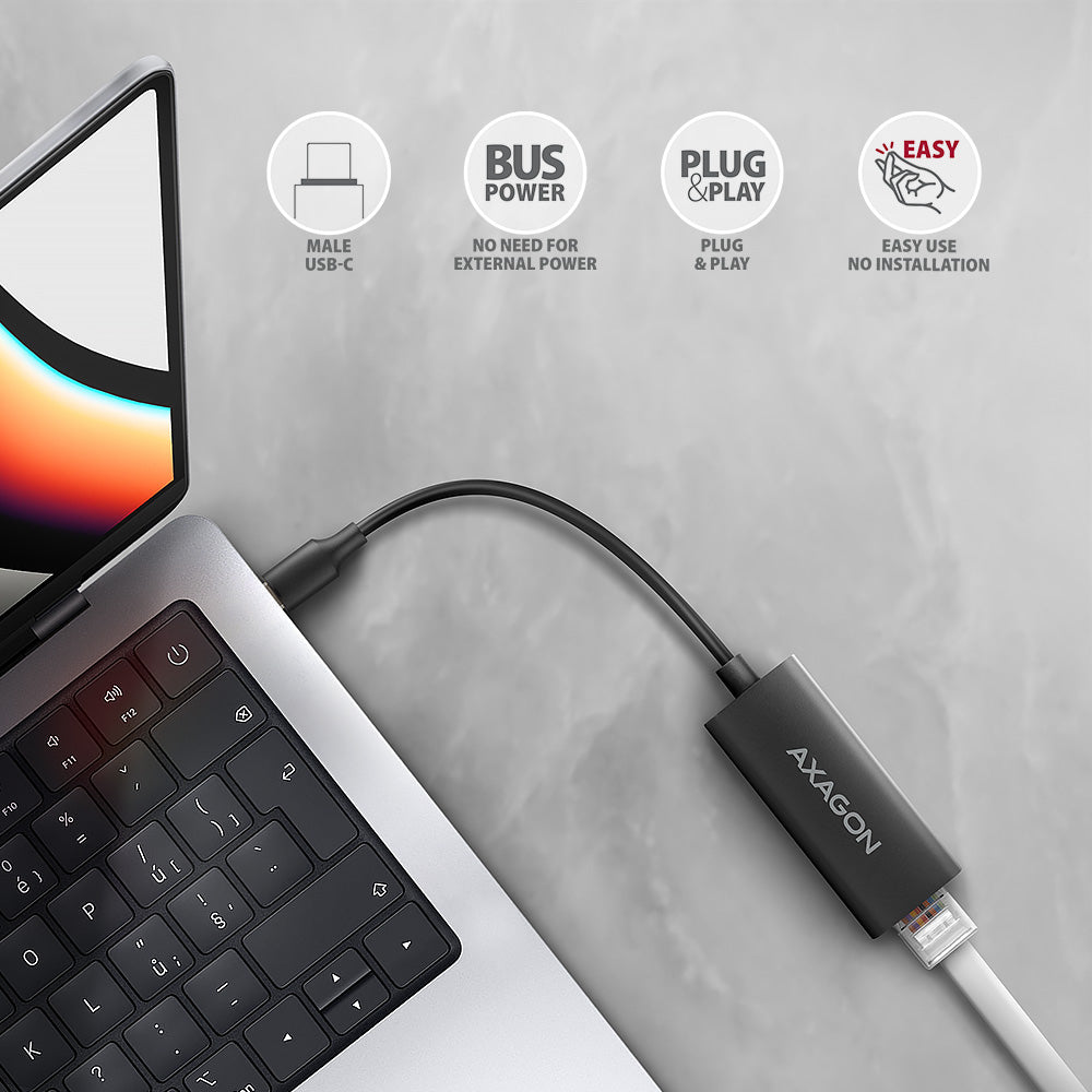 Axagon ADE-ARC USB‑C 3.2 Gen 1 – Gigabit‑Ethernet‑Adapter, Realtek 8153