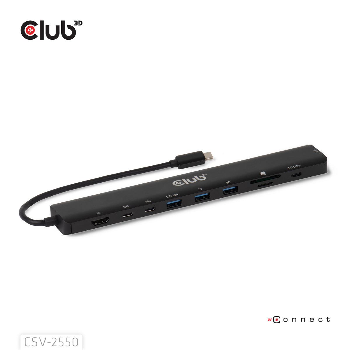 CLUB3D CSV-2550 laptop-dockingstation & portreplikator Kabelgebunden USB Typ-C Schwarz
