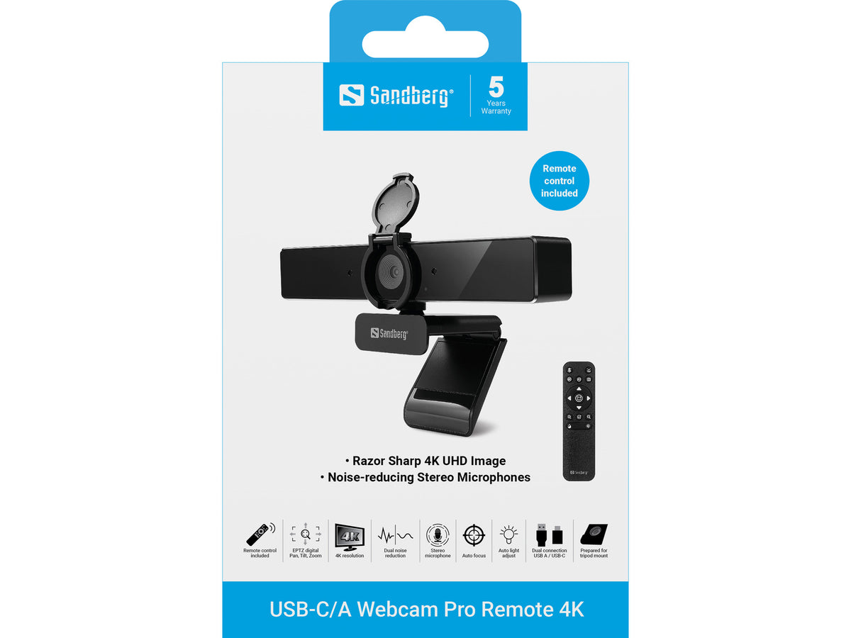 Sandberg 134-45 Webcam 8 MP 3840 x 2160 Pixel USB Schwarz