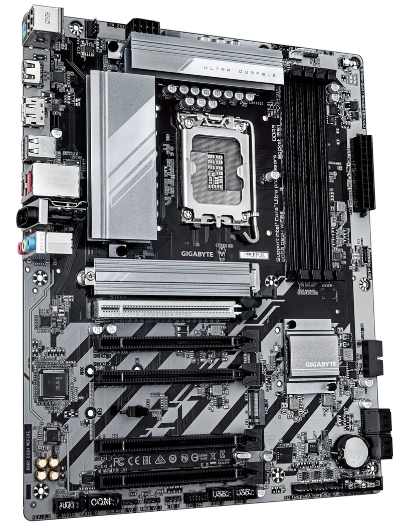 GIGABYTE B860 DS3H WIFI6E Mainboard - Intel Core Ultra CPUs, 8+1+2+2 Phasen VRM, bis zu 9066MHz DDR5, 1xPCIe 5.0 + 1xPCIe 4.0 M.2, 2,5 GbE LAN, WIFI 6E, USB 3.2 Gen 2x2