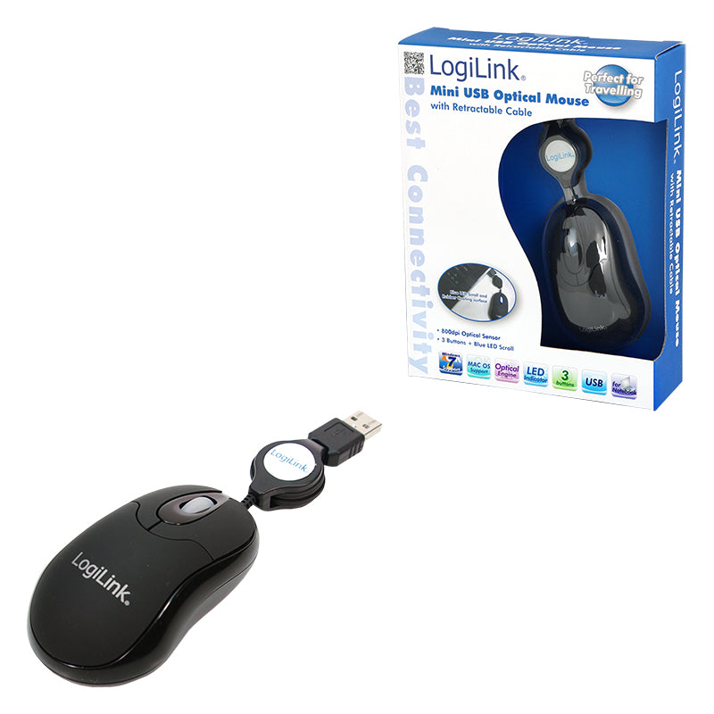 LogiLink ID0016 Maus Büro Beidhändig USB Typ-A Optisch 800 DPI