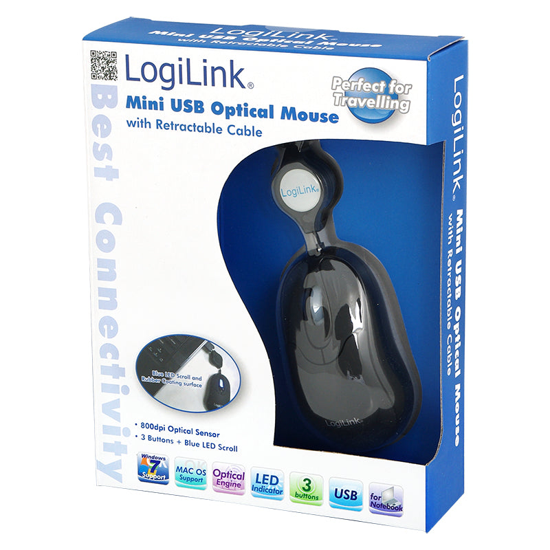 LogiLink ID0016 Maus Büro Beidhändig USB Typ-A Optisch 800 DPI
