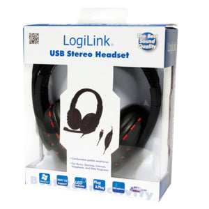 LogiLink HS0033 Kopfhörer & Headset Kabelgebunden Kopfband Anrufe/Musik Schwarz, Rot