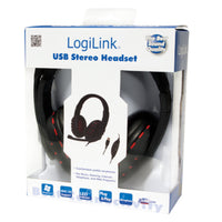 LogiLink HS0033 Kopfhörer & Headset Kabelgebunden Kopfband Anrufe/Musik Schwarz, Rot