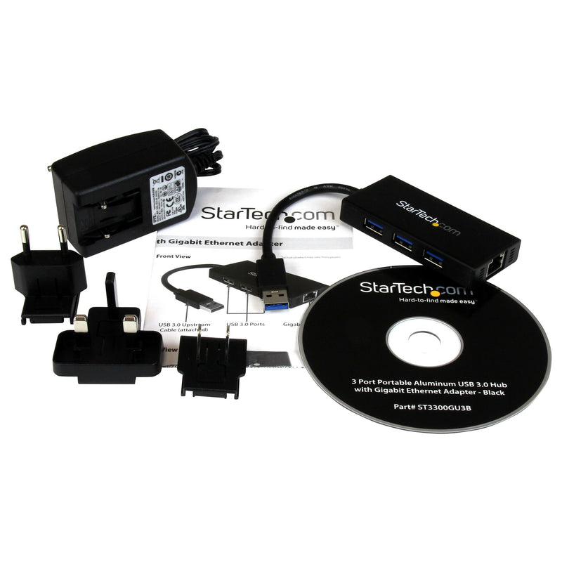 StarTech.com 3-Port USB 3.0 (5Gbps) Hub mit Gigabit Ethernet Adapter aus Aluminium