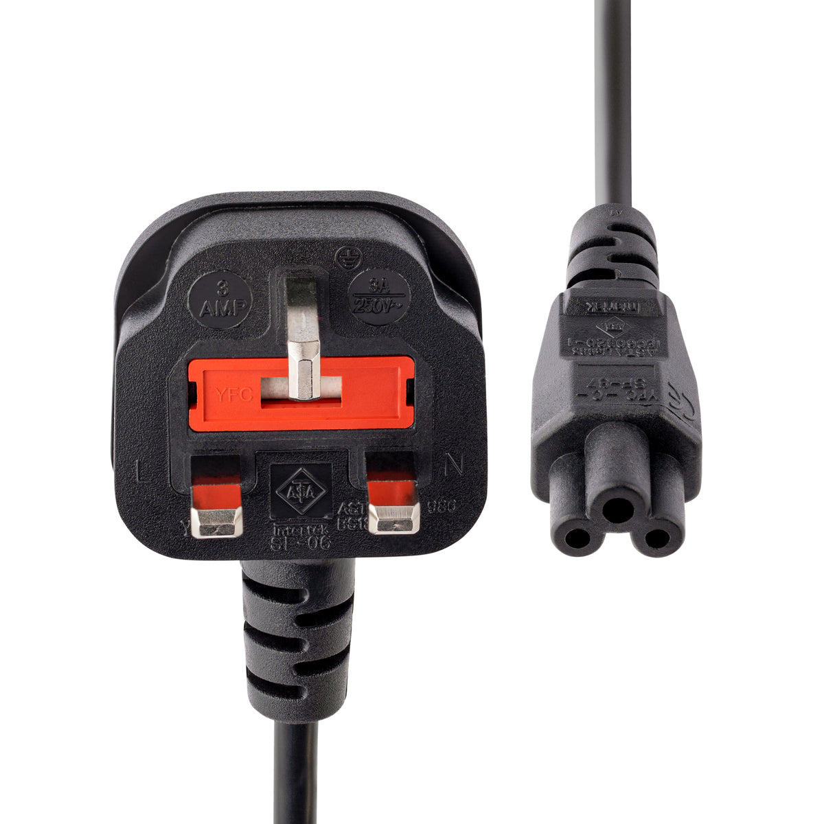 StarTech.com 1 m GB Laptop Ladekabel, BS 1363 auf C5, 2,5A 250V, 18AWG, Notebook / Laptop Ersatzstromkabel, UK Laptop Netzteil Stromkabel, Kleeblatt/Mickey Mouse Netzkabel