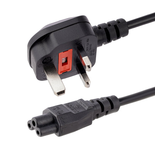 StarTech 1m Laptop Power Cord 3 Slot for UK BS-1363 to C5 Clover Leaf Cable Lead