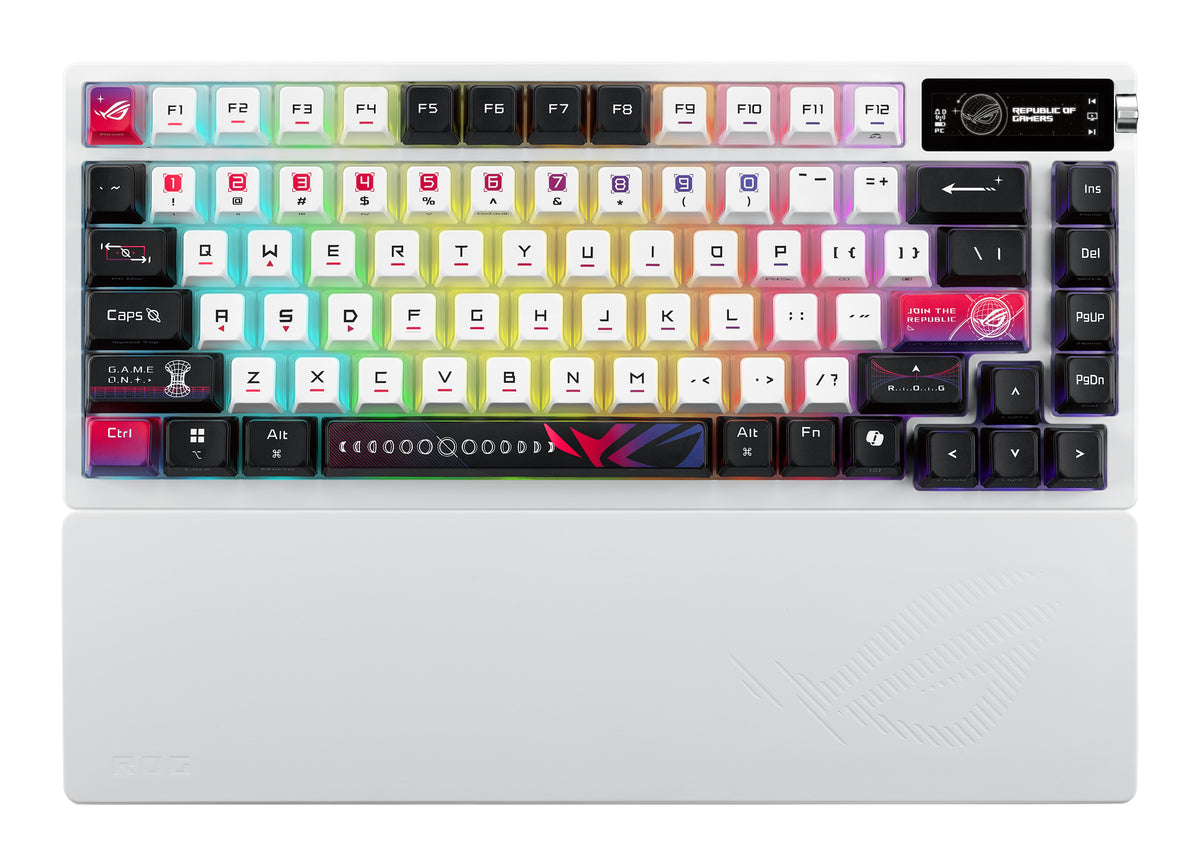 ASUS ROG Azoth X Tastatur Gaming USB + RF Wireless + Bluetooth Schweiz Schwarz, Weiß