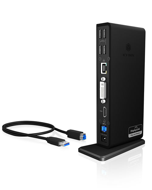 ICY BOX IB-DK2241AC, 11 in 1 USB 3.2 Gen 1 Notebook Dockingstation, USB 3.2 Gen 1 auf: 2x USB 3.2 Gen 1+2x Video(HDMI+DVI)+1xGigabitLAN+4xUSB 2.0+Audio+Charge