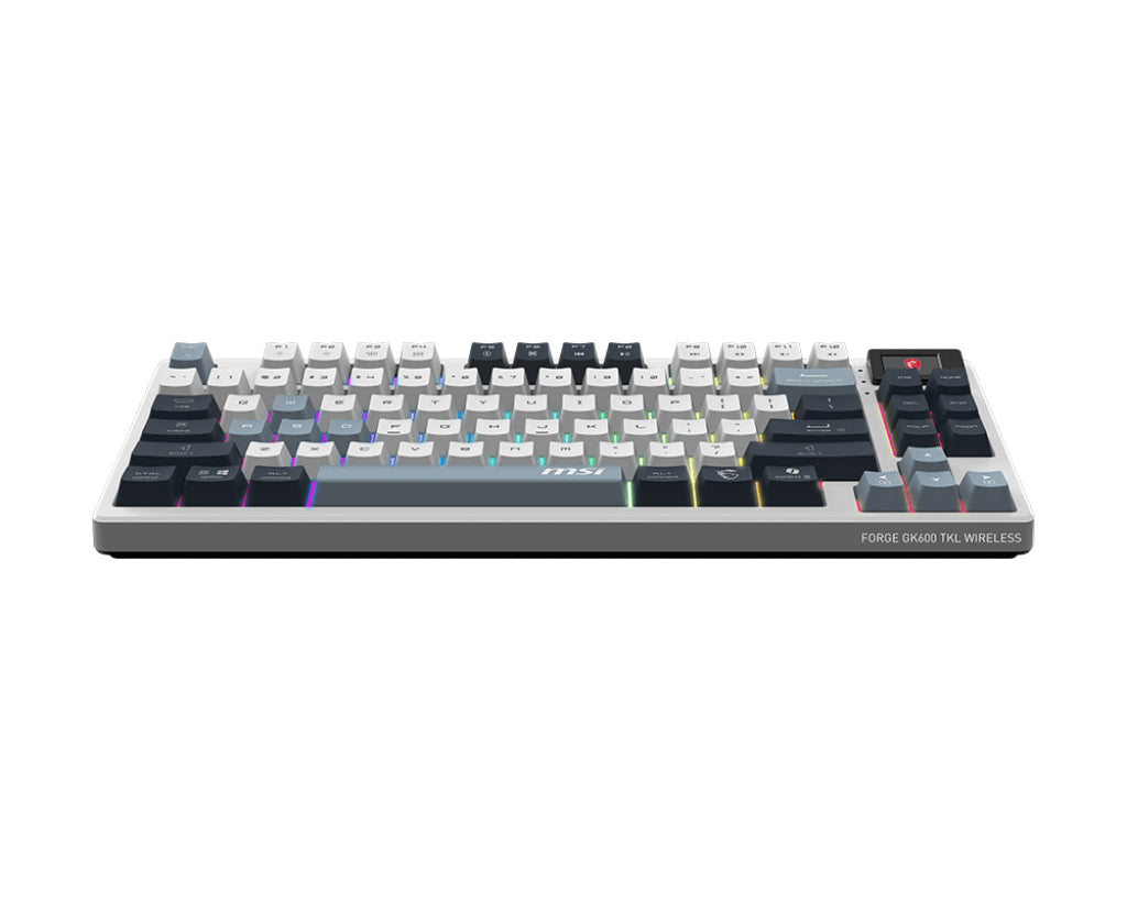 MSI FORGE GK600 TKL WIRELESS SKY Clavier Gaming USB + Bluetooth QWERTY UK Anglais Bleu, Blanc