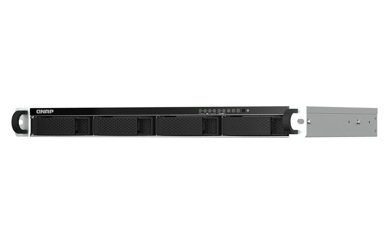 QNAP TS-464eU NAS Rack (1U) Intel® Celeron® N5095 8 GB DDR4 0 TB QNAP Turbo System Aluminium, Schwarz