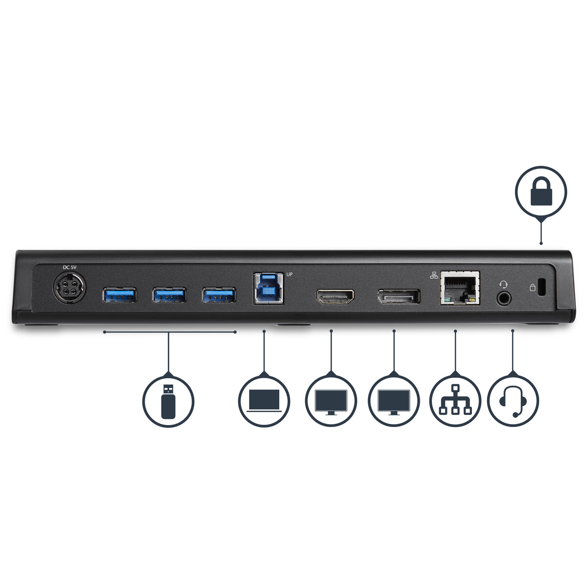 StarTech.com USB 3.0 Dockingstation für zwei Monitore mit HDMI & 4K DisplayPort - USB 3.0 auf 4x USB-A, Ethernet, HDMI und DP - USB Typ A Universal Dockingstation für Mac & Windows
