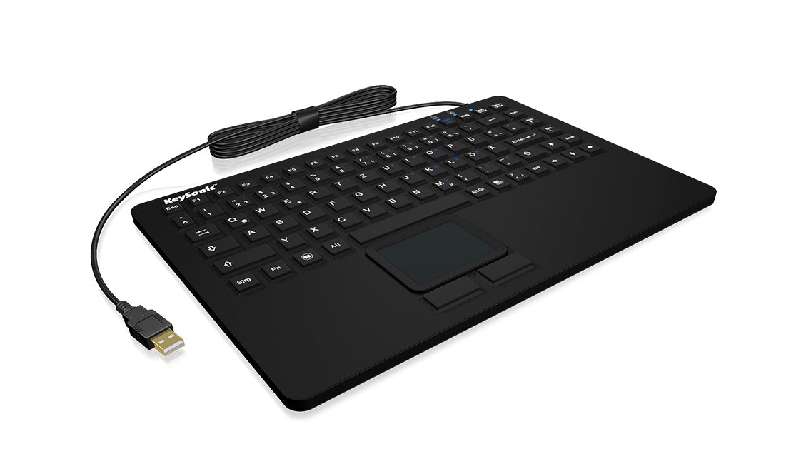 KeySonic KSK-5230 IN (US) Industrie Tastatur, USB, Touchpad, schwarz, 2 Maustasten, wasserdicht IP68