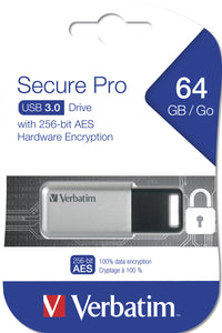 Verbatim Secure Pro - USB 3.0-Stick 64 GB - Silber