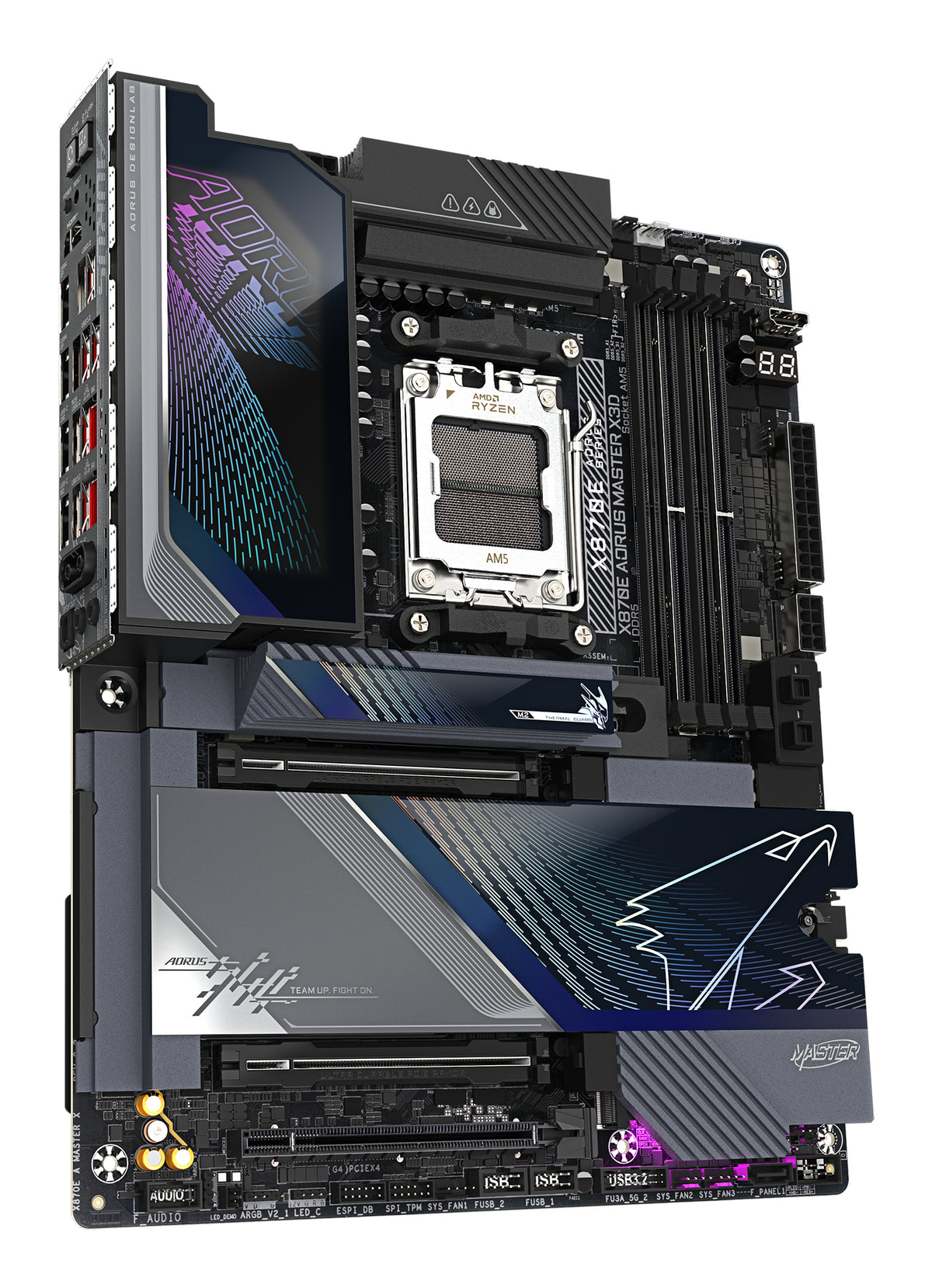 GIGABYTE X870E AORUS MASTER X3D Mainboard - Unterstützt AMD Ryzen 9000 CPUs, digitales 18+2+2-Phasen-VRM, bis zu 9000MHz DDR5 (O.C.), 2xPCIe 5.0 + 3xPCIe 4.0, Wi-Fi 7, 10GbE LAN, USB 4