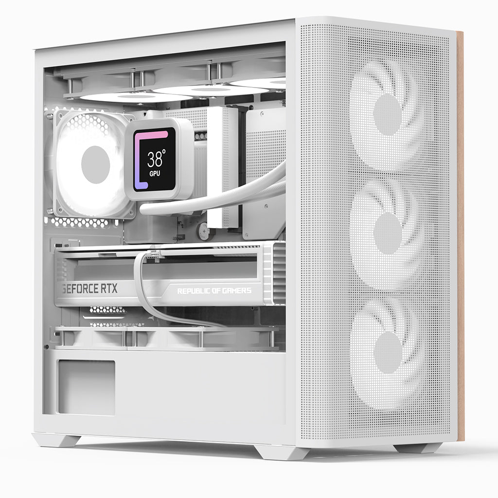 Aerocool D301A Mini Tower Weiß, Holz