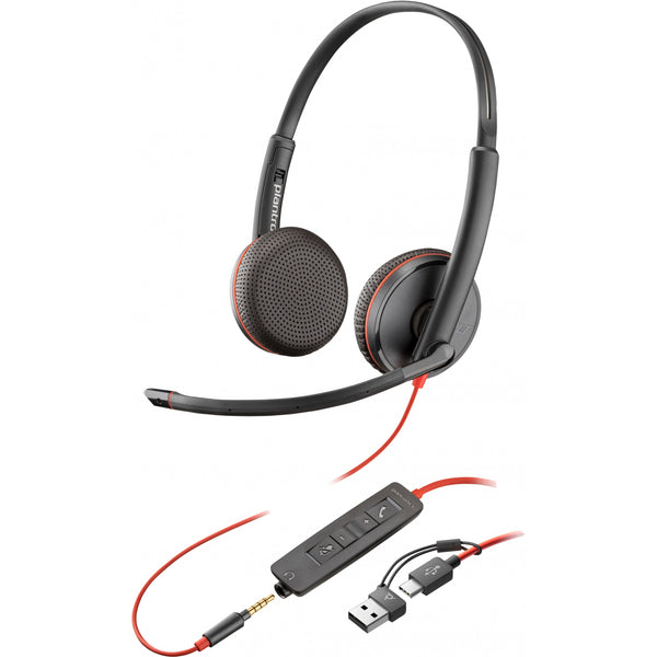 HP Poly Headset Blackwire C3225 Stereo USB-C/A & 3.5 mm