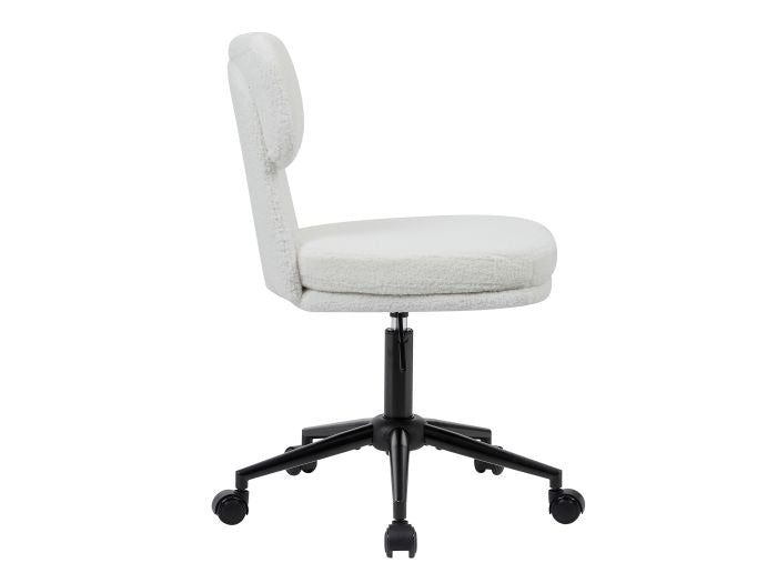 Equip 651023 Drehbarer Schreibtischstuhl, gepolsterter Chenille-Stuhl, Home-Office-Stuhl, höhenverstellbar, verchromtes Fußkreuz, Weiß