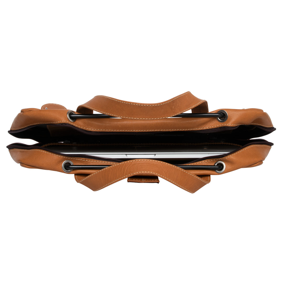 R-Go Tools Laptoptasche R-Go Viva, Vollnarbenleder, mit integriertem Laptop-Ständer, Schulterriemen, 15,6-Zoll, braun