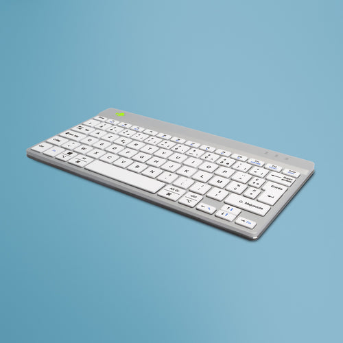 R-Go Tools Ergonomische Tastatur R-Go Compact Break, kompakte Tastatur mit Pausensoftware, AZERTY (FR), Bluetooth, Weiß