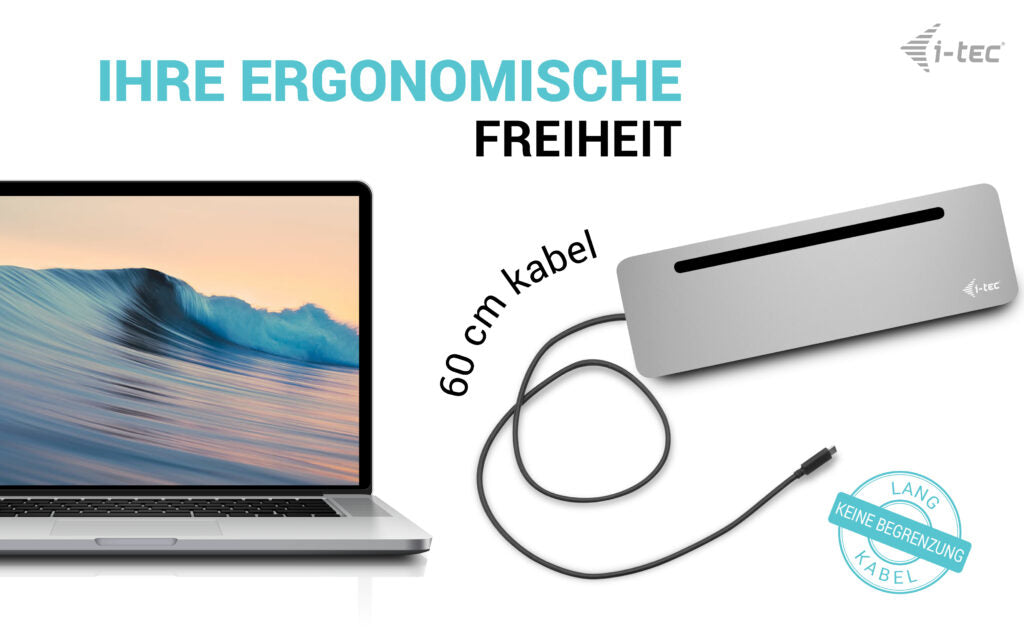 i-tec USB-C Metal Ergonomic 3x 4K Display Docking Station + Power Delivery 100 W