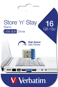 Verbatim Store 'n' Stay NANO - USB 3.0-Stick 16 GB - Blau