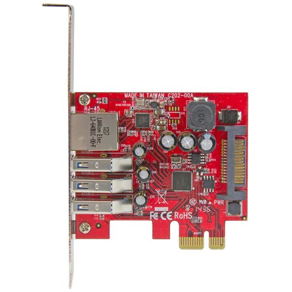 StarTech.com 3 Port PCI Express USB 3.0 Karte mit Gigabit Ethernet