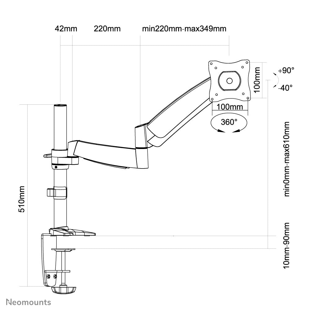 Neomounts FPMA-D950 Monitorarm 13-27" - Gasfeder