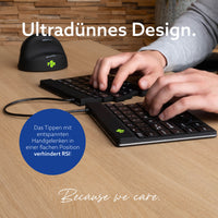 R-Go Tools Ergonomische Tastatur R-Go Split Break mit Pausensoftware, geteilte Tastatur, QWERTY (US), kabellos, schwarz
