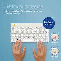 R-Go Tools Ergonomische Tastatur R-Go Compact Break, kompakte Tastatur mit Pausensoftware, QWERTZ (DE), Bluetooth, Weiß