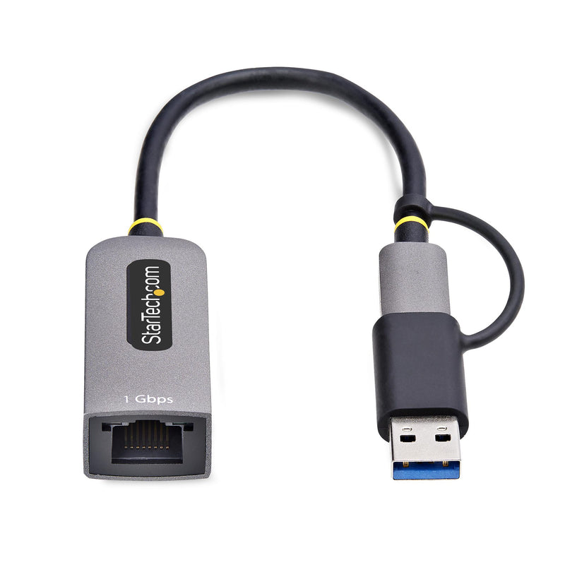 StarTech.com USB-C Ethernet Adapter mit USB-A Dongle, 10/100/1000Mbps, 15cm Kabel, USB 3.0 Gigabit Adapter, USB Ethernet Adapter-LAN Adapter,Windows/macOS/Linux/iOS/ChromeOS