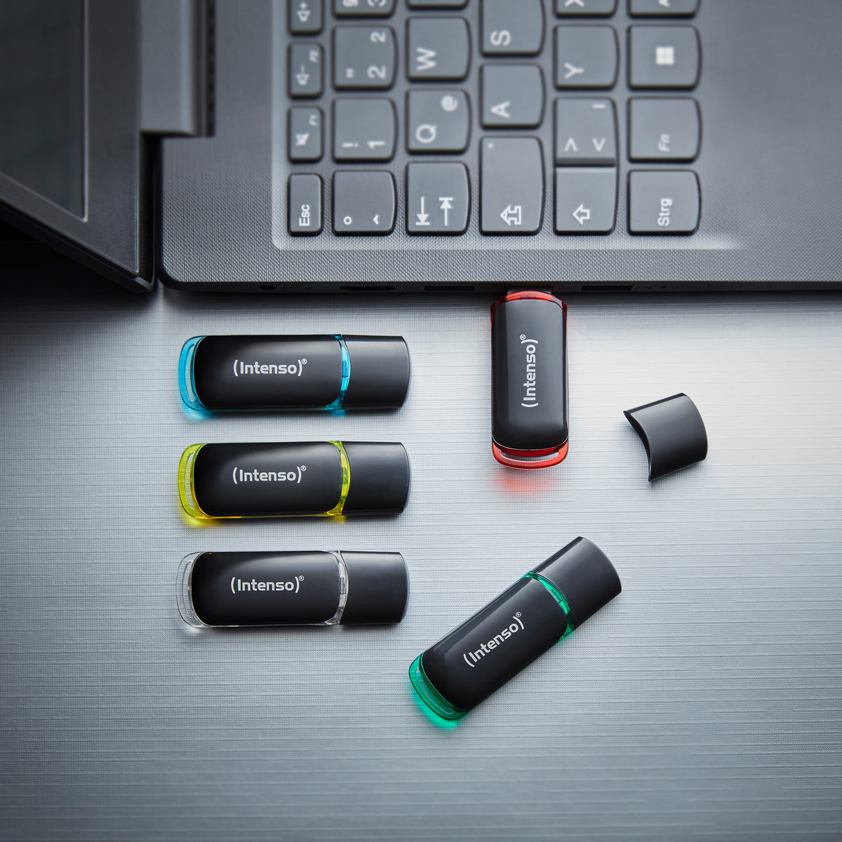 Intenso 3511595 USB-Stick 64 GB USB Typ-A 2.0 Schwarz, Rot, Grün, Transparent, Gelb, Blau