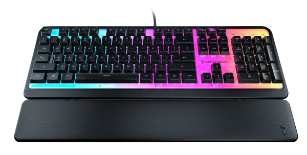 Turtle Beach Magma - Tastiera da gaming RGB a membrana con tasti a membrana, anti-ghosting avanzato, tecnologia Easy-Shift, illuminazione RGB, poggiapolsi rimovibile