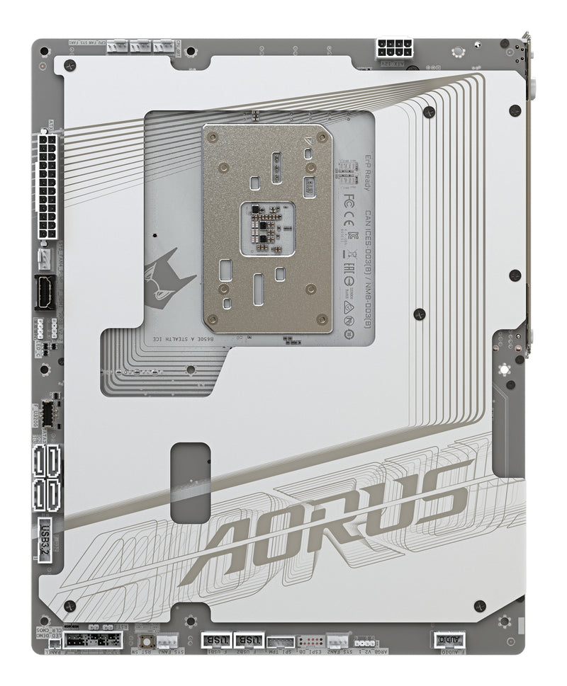 GIGABYTE B650E AORUS STEALTH ICE Mainboard - AMD Ryzen 9000er-Serie, 12+2+2 Phasen VRM, bis zu 8000 MHz DDR5 (OC), 1xPCIe 5.0 + 2xPCIe 4.0 M.2, 2,5 GbE LAN, WIFI 7, USB 3.2 Gen 2x2
