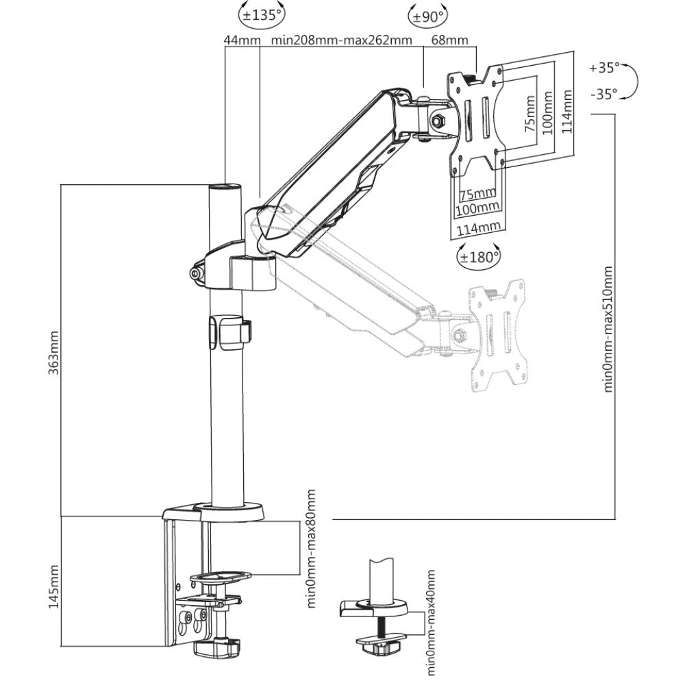 Techly ICA-LCD 515B Flachbildschirm-Tischhalterung 81,3 cm (32") Tisch/Bank Schwarz