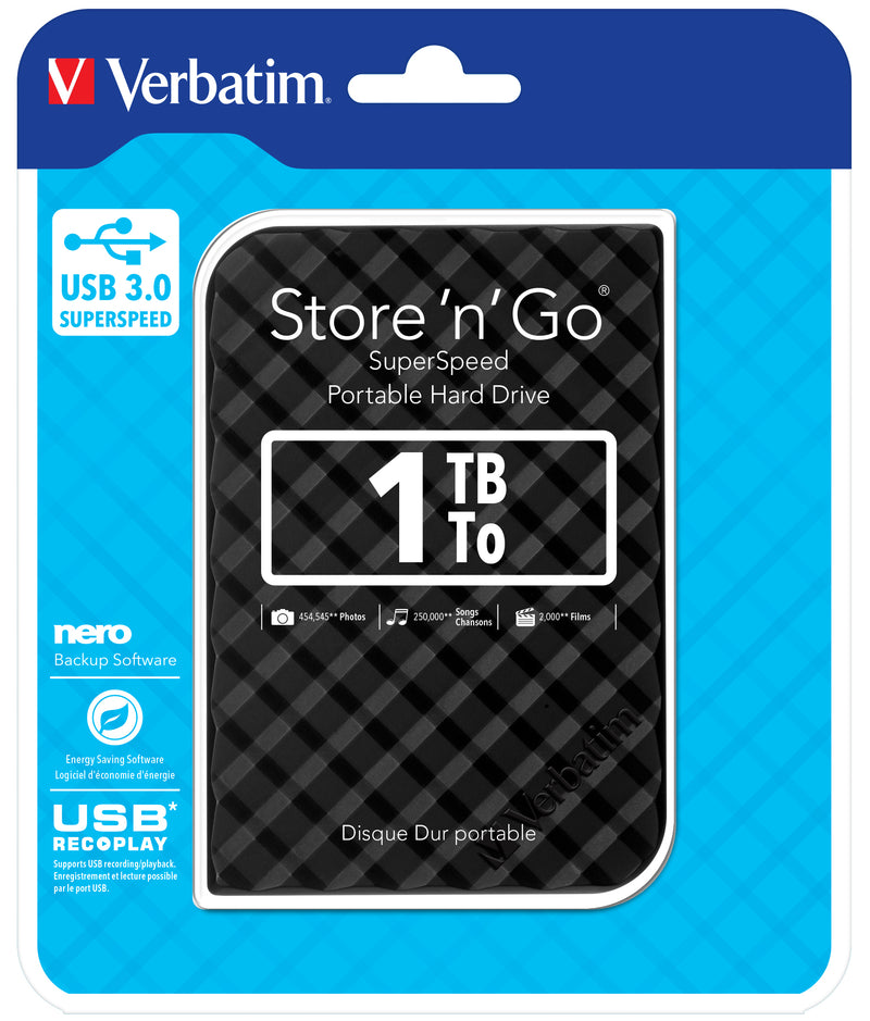 Verbatim Portables Festplattenlaufwerk Store 'n' Go USB 3.0, 1 TB, Schwarz