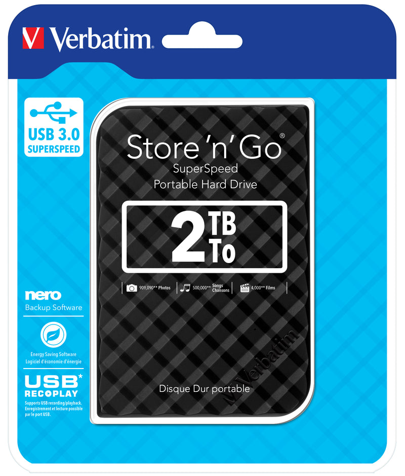 Verbatim Portables Festplattenlaufwerk Store 'n' Go USB 3.0, 2 TB, Schwarz