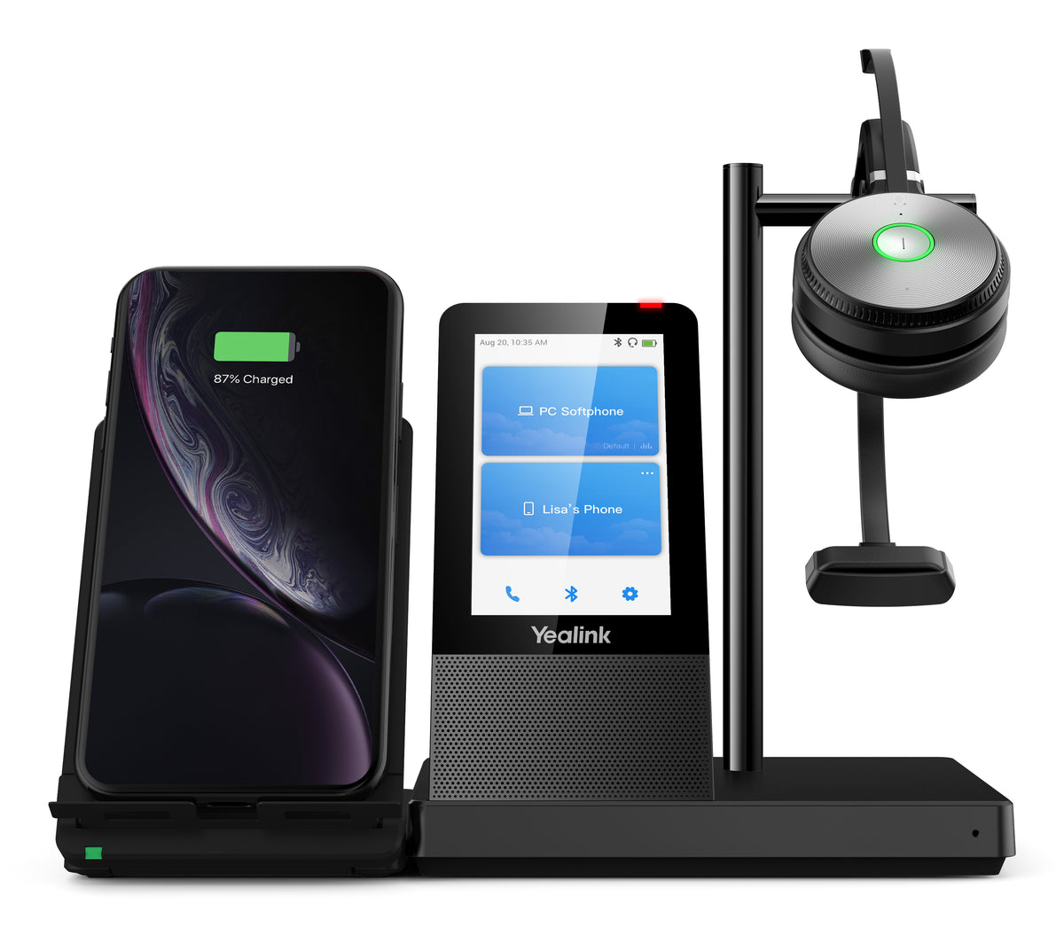 Yealink WH66 Mono UC Kopfhörer Kabellos Kopfband Büro/Callcenter USB Typ-A Bluetooth Ladestation Schwarz