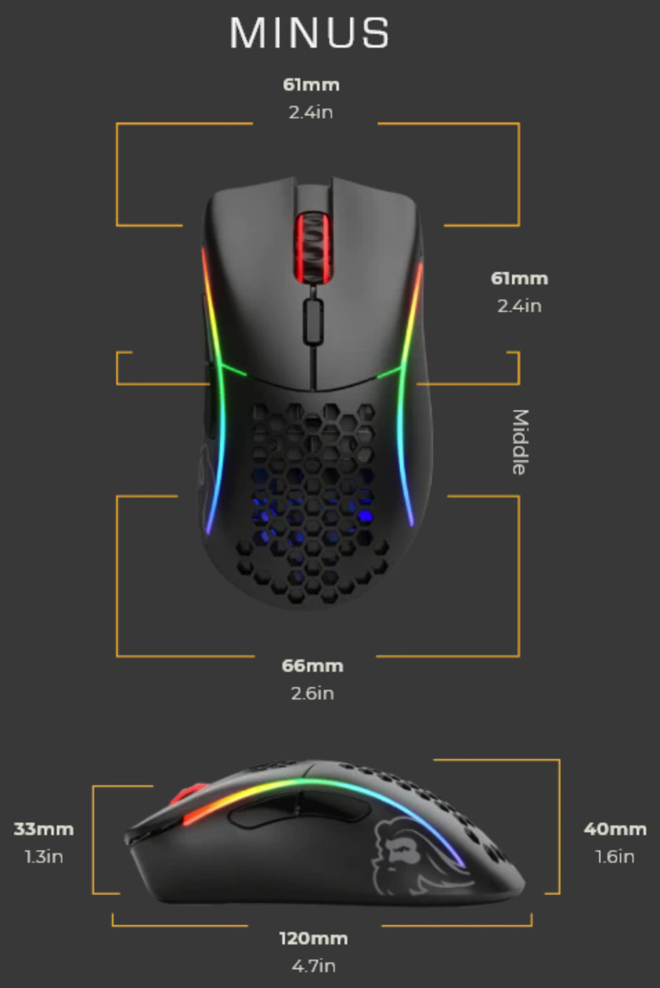Glorious Gaming Model D Minus Wireless Maus rechts RF Wireless 19000 DPI