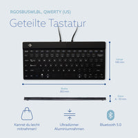 R-Go Tools Ergonomische Tastatur R-Go Split Break mit Pausensoftware, geteilte Tastatur, QWERTY (US), kabellos, schwarz