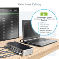StarTech.com USB C Dockingstation für 4 monitore - 4K 60Hz Hybrid Notebook Dock DisplayPort 1.4 & HDMI 2.0 - Universal USB-C/Thunderbolt Laptop Dock mit 100W PD - USB Hub mit 1x USB-C & 3x USB-A, GbE, Audio