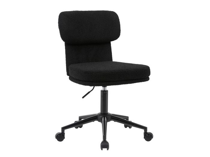 Equip 651024 Drehbarer Schreibtischstuhl, gepolsterter Chenille-Stuhl, Home-Office-Stuhl, höhenverstellbar, verchromtes Fußkreuz, Schwarz