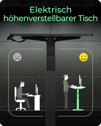 ICY BOX IB-EW122B-TT, Elektrisch höhenverstellbarer Tisch, Tischplatte 140x70 cm, Höhe 63-128cm