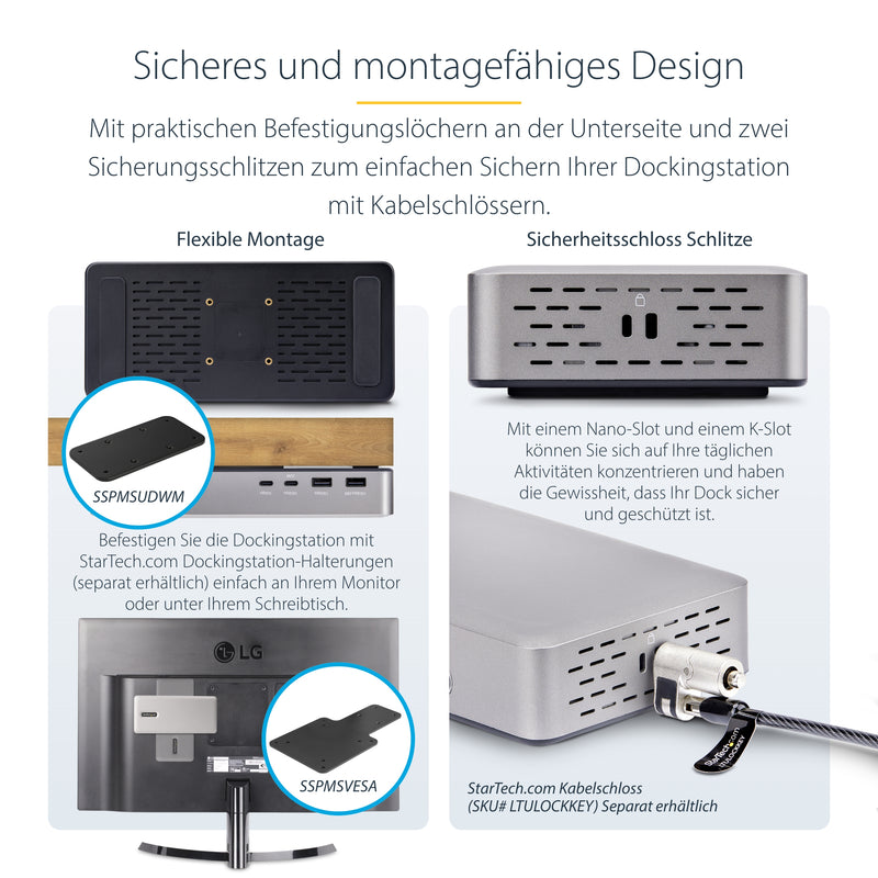 StarTech.com USB4-Dockingstation für zwei Monitore, Dual 4K mit 120Hz oder 8K mit 60Hz über HDMI, 100W Laptop-Ladung, 2,5GbE, USB-C Multi-Monitor-Dock, treiberlos