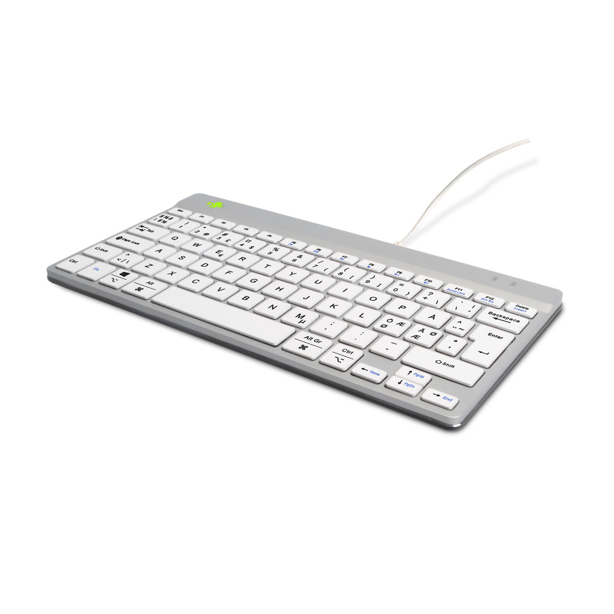 R-Go Tools Ergonomische Tastatur R-Go Compact Break, kompakte Tastatur mit Pausensoftware, QWERTY (NORDIC), Kabelgebunden, Weiß