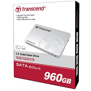 TRANSCEND SSD220S SSD 960GB intern 6.4cm 2.5Zoll SATA 6Gb/s TLC Aluminum case