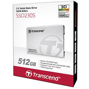 TRANSCEND SSD230S 512GB SSD 3D 6.4cm 2.5 inch SATA III 6Gb/s TLC aluminium case ohne Rahmen