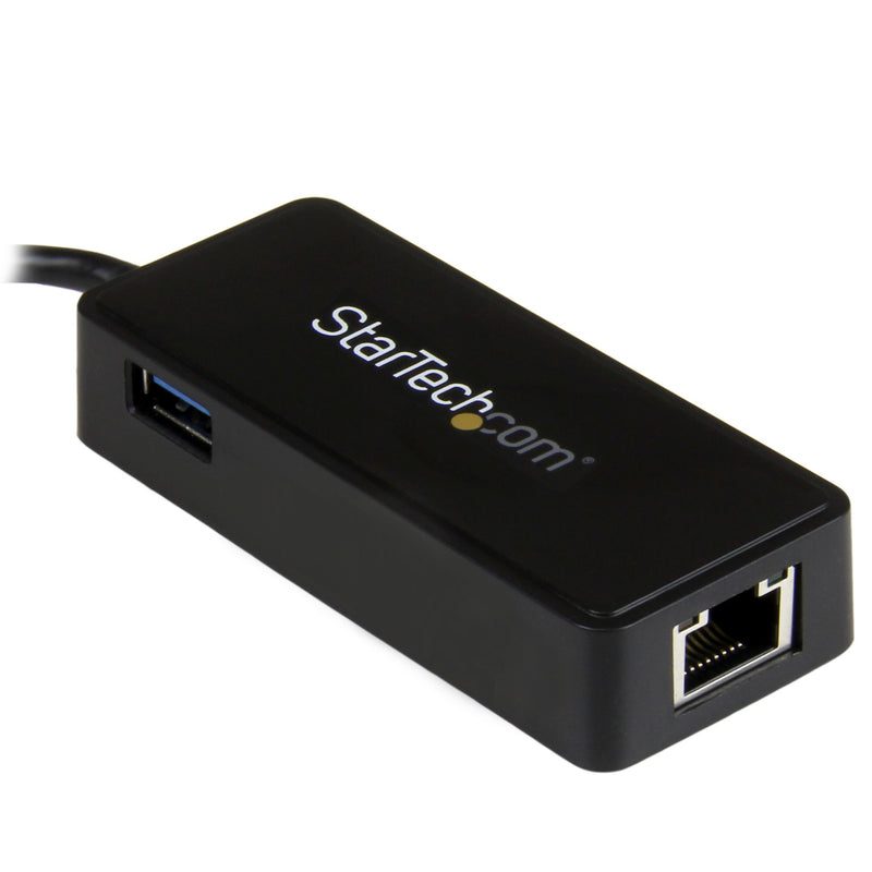 StarTech.com USB-C auf Gigabit Netzwerkadapter mit extra USB Anschluss - Schwarz