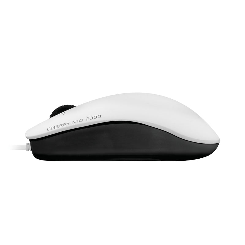 CHERRY MC 2000 Kabelgebundene Maus mit schwenkbarem Rad, Weiß Grau, USB