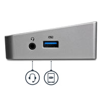 StarTech.com Drei Monitor USB 3.0 Docking Station mit 2x 4K DisplayPort & HDMI, 5x USB-A Hub (1x Fast-Charge), 3,5 mm Audio, GbE - USB Typ A Universelles Laptop Dock, MacOS / Windows